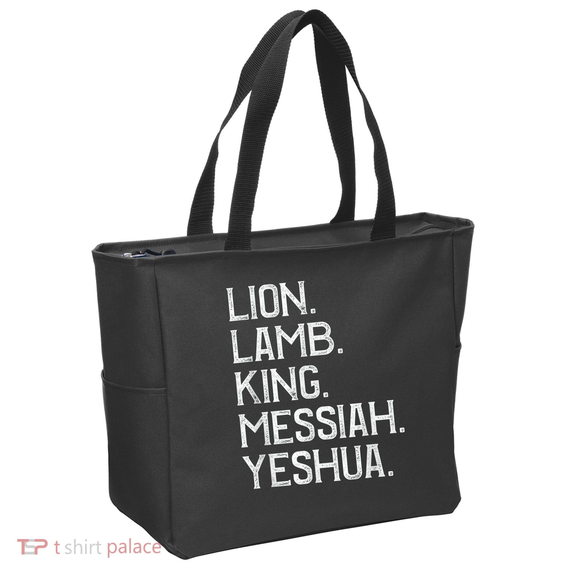 Distressed Lion Lamb King Messiah Yeshua Christian Bible Tote Bag