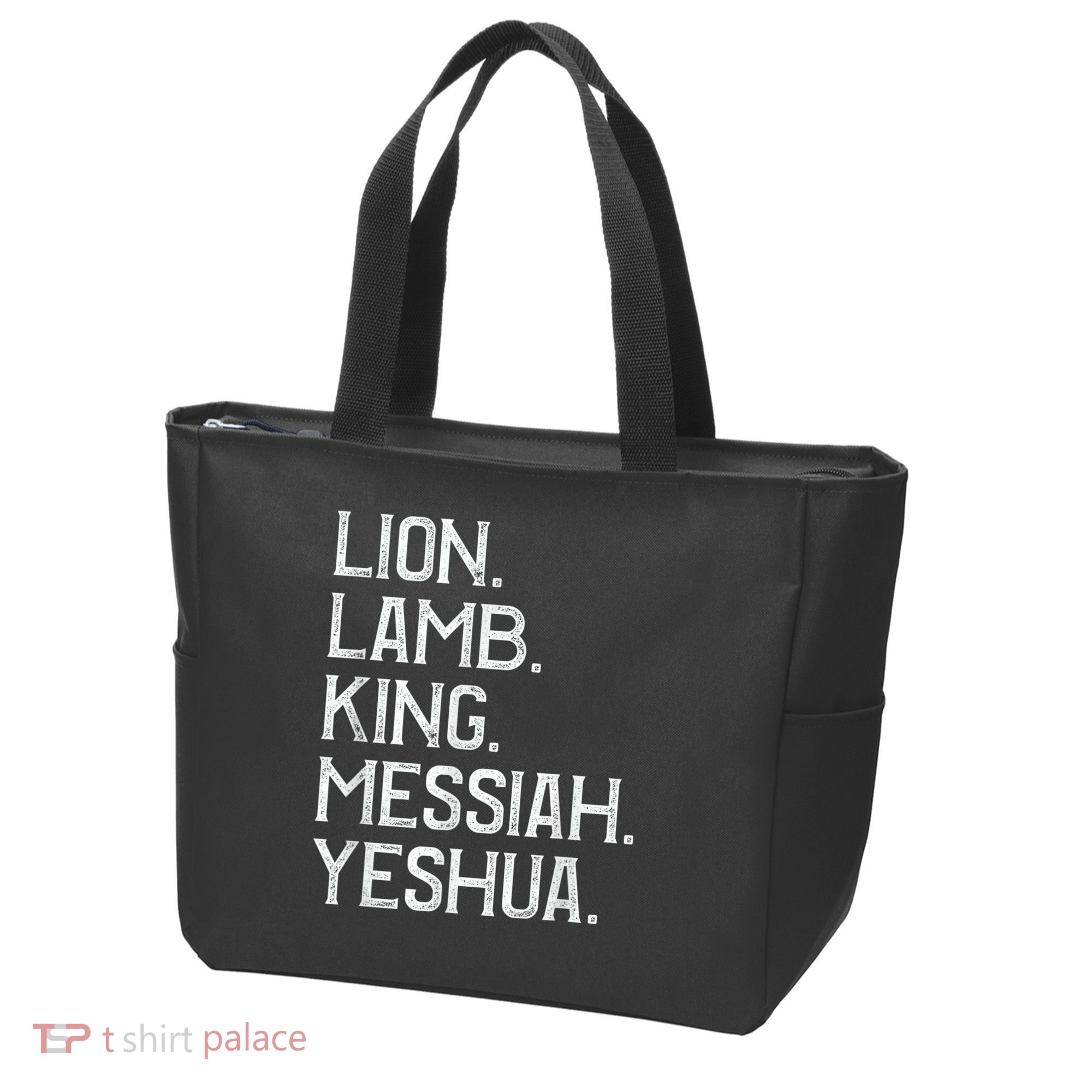 Distressed Lion Lamb King Messiah Yeshua Christian Bible Tote Bag