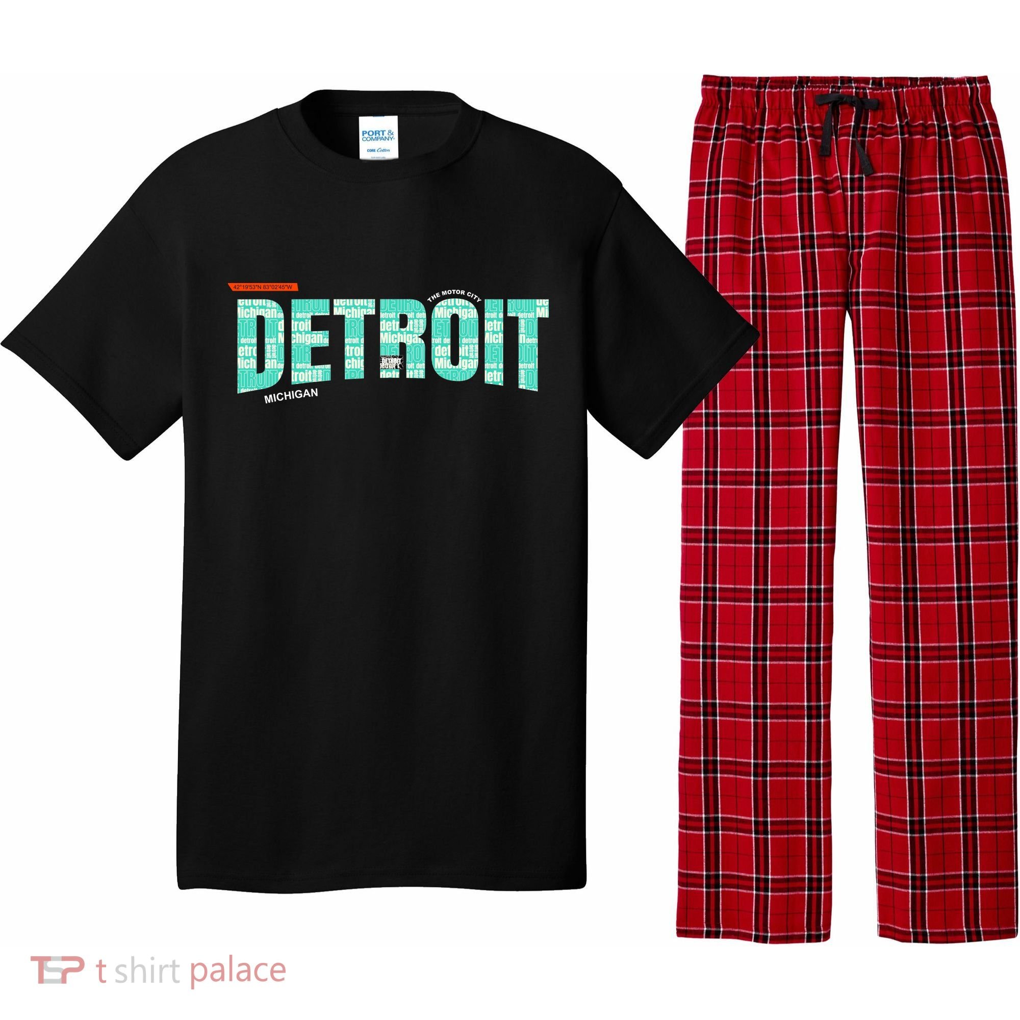 Detroit Latitude Longitude Pajama Set