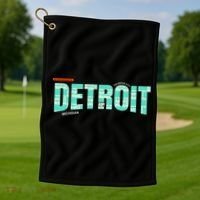 Detroit Latitude Longitude Golf Towel thumb 1