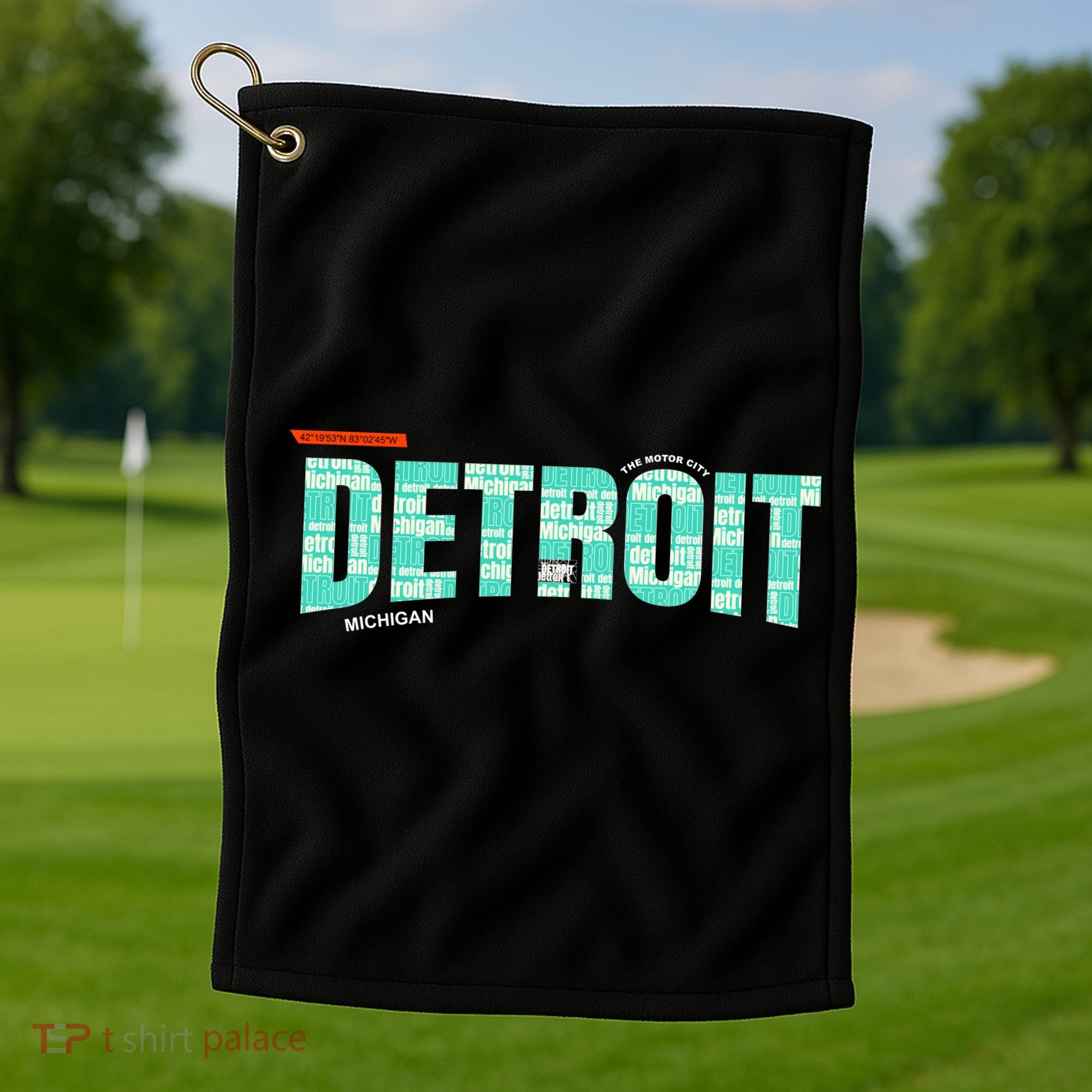 Detroit Latitude Longitude Golf Towel