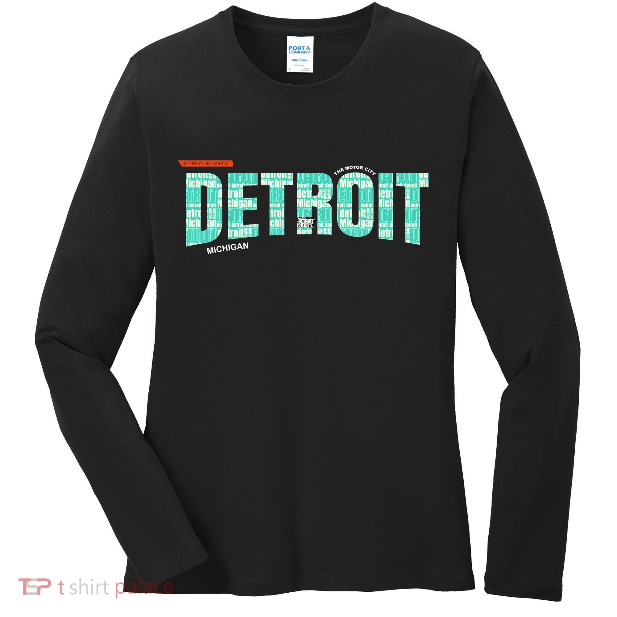 Detroit Latitude Longitude Women's Long Sleeve Shirt