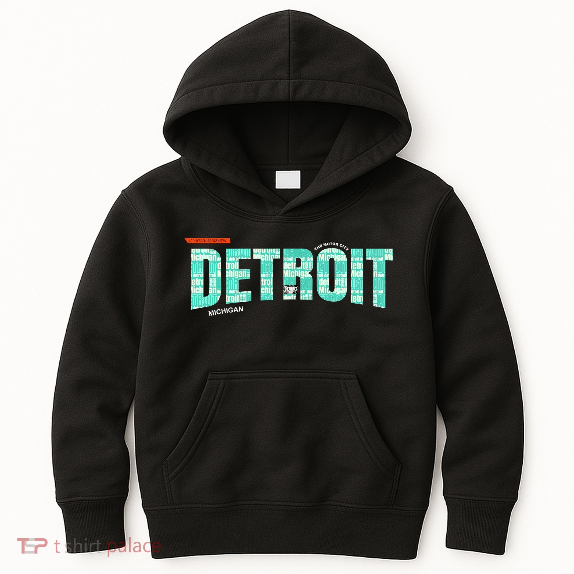 Detroit Latitude Longitude Kids Hoodie