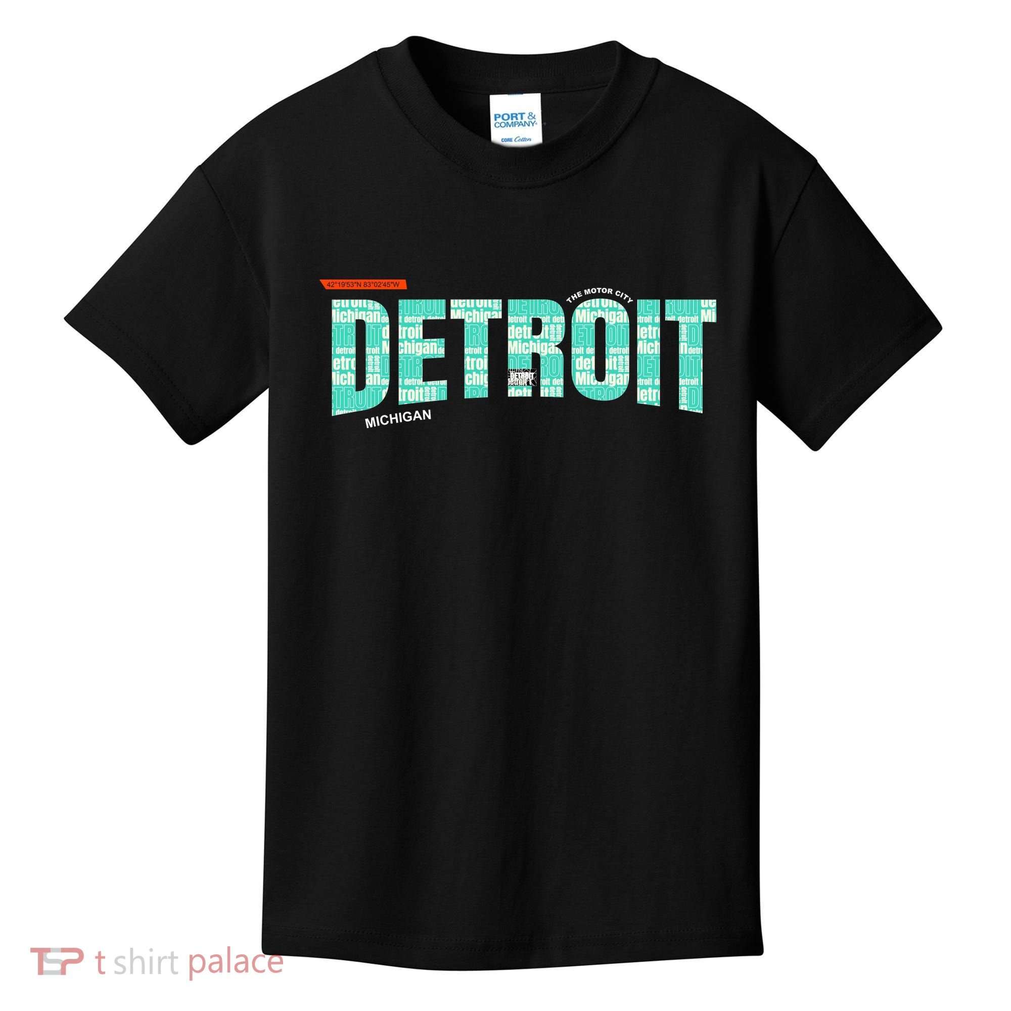 Detroit Latitude Longitude Kids T-Shirt