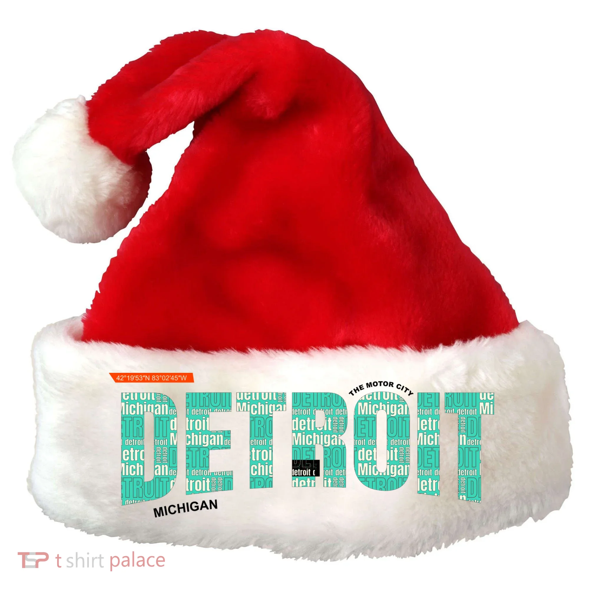Detroit Latitude Longitude Santa Hat