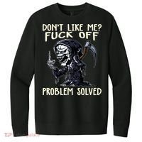 Don't Like Me Fuck Off Problem Solved Funny Grim Reaper V.I.T. Fleece Crew Sweatshirt thumb 0