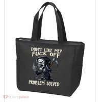 Don't Like Me Fuck Off Problem Solved Funny Grim Reaper Tote Bag thumb 3