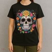 De Los Muertos Day Of The Dead Sugar Skull Halloween T-Shirt thumb 4