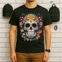 De Los Muertos Day Of The Dead Sugar Skull Halloween T-Shirt thumb 6