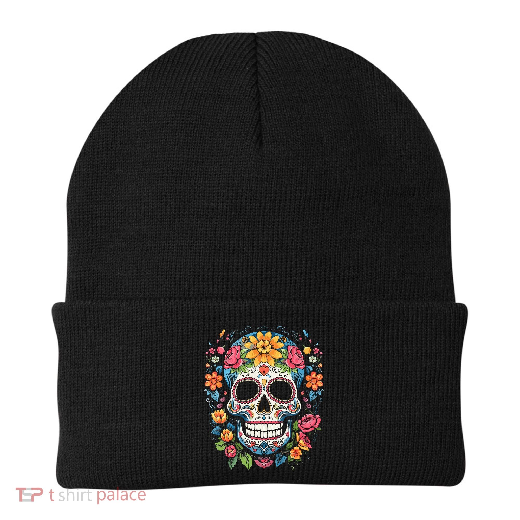 De Los Muertos Day Of The Dead Sugar Skull Halloween Beanie