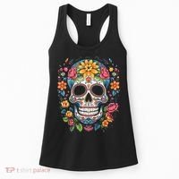 De Los Muertos Day Of The Dead Sugar Skull Halloween Women's Tank Top thumb 0
