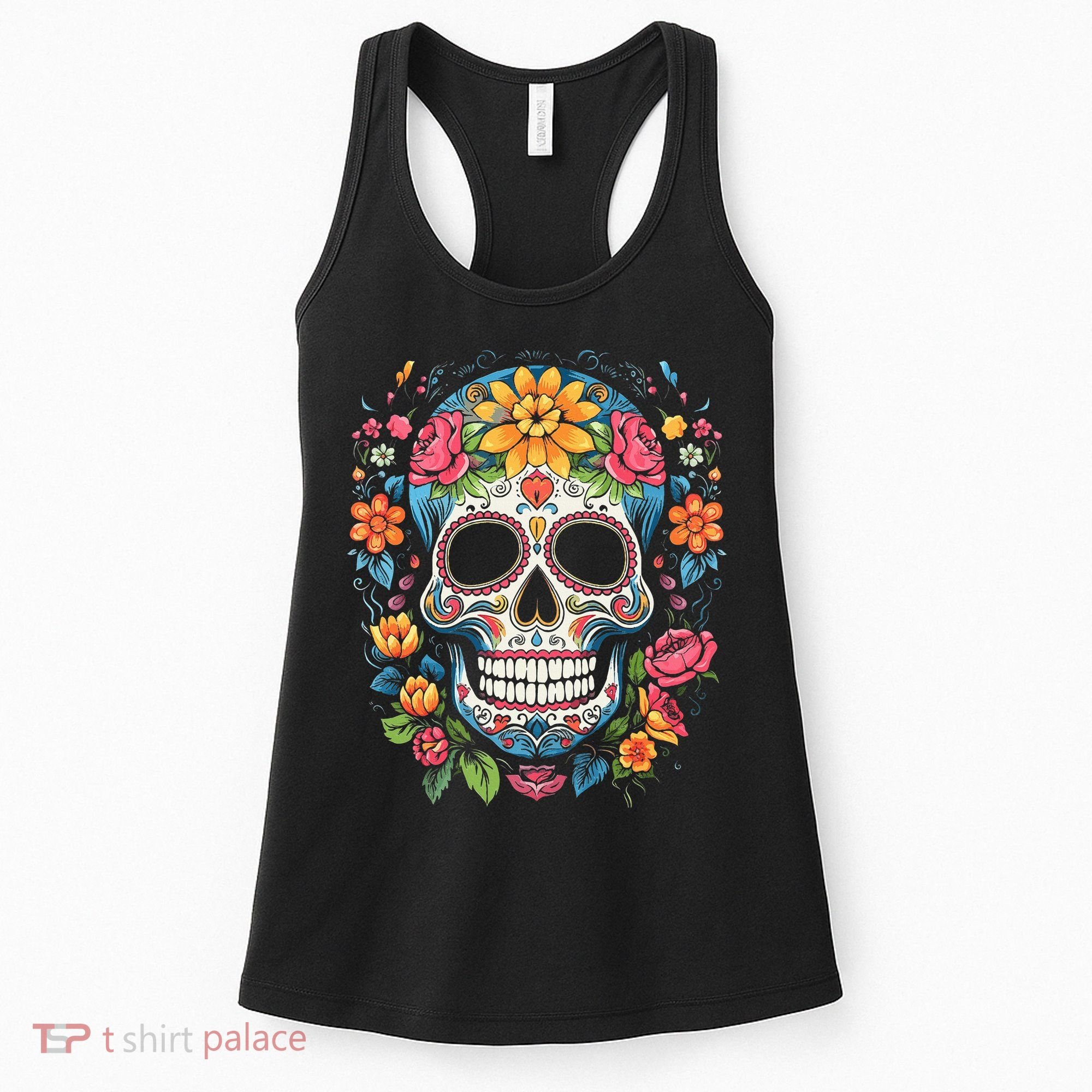 De Los Muertos Day Of The Dead Sugar Skull Halloween Women's Tank Top