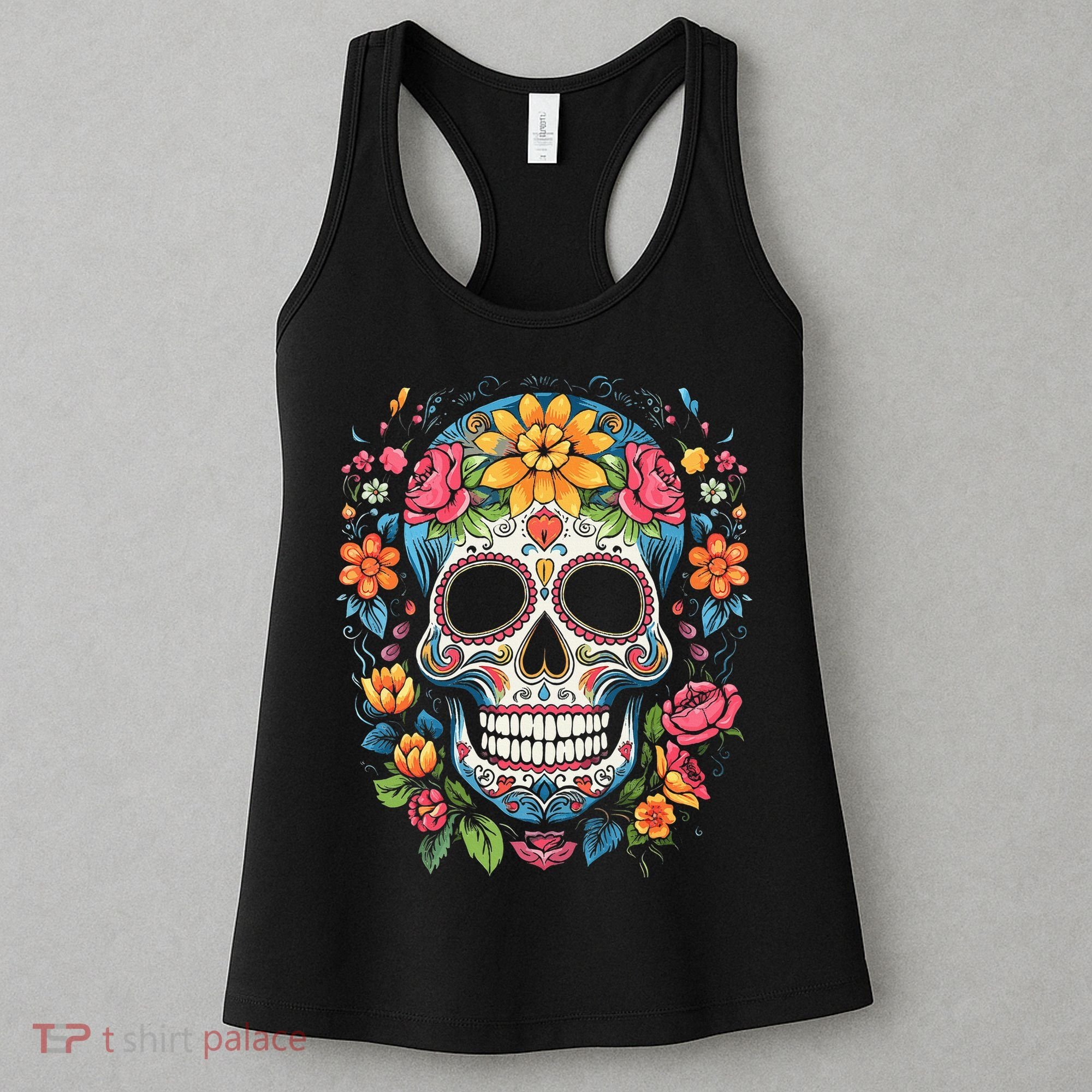 De Los Muertos Day Of The Dead Sugar Skull Halloween Women's Tank Top