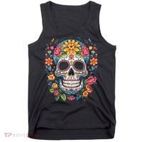 De Los Muertos Day Of The Dead Sugar Skull Halloween Tank Top thumb 0