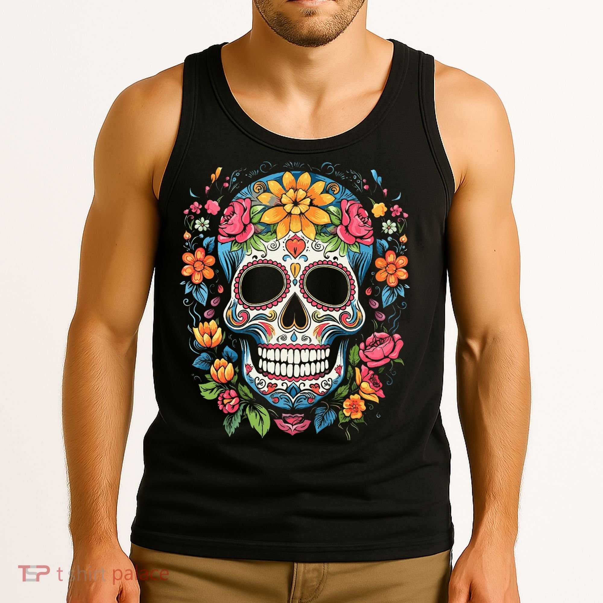 De Los Muertos Day Of The Dead Sugar Skull Halloween Tank Top
