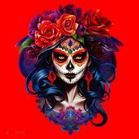 De Los Muertos La Catrina Day Of The Dead Sugar Skull Santa Hat thumb 1