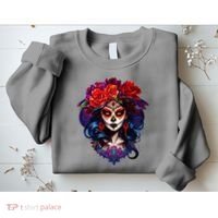 De Los Muertos La Catrina Day Of The Dead Sugar Skull Sweatshirt thumb 2