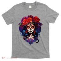 De Los Muertos La Catrina Day Of The Dead Sugar Skull T-Shirt thumb 0
