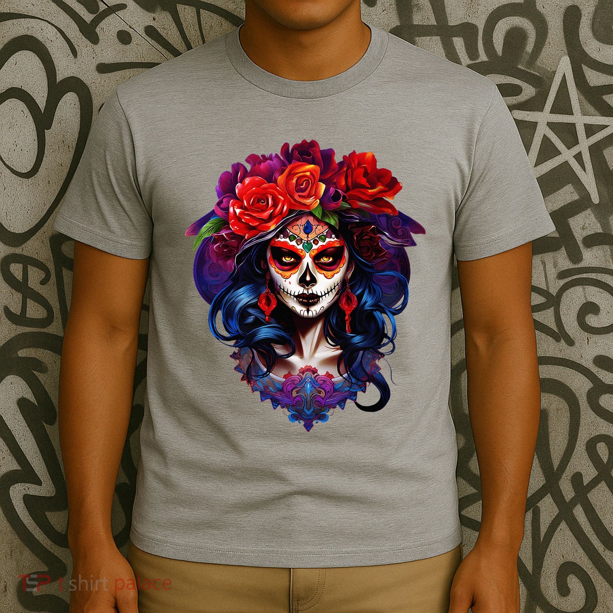 De Los Muertos La Catrina Day Of The Dead Sugar Skull T-Shirt