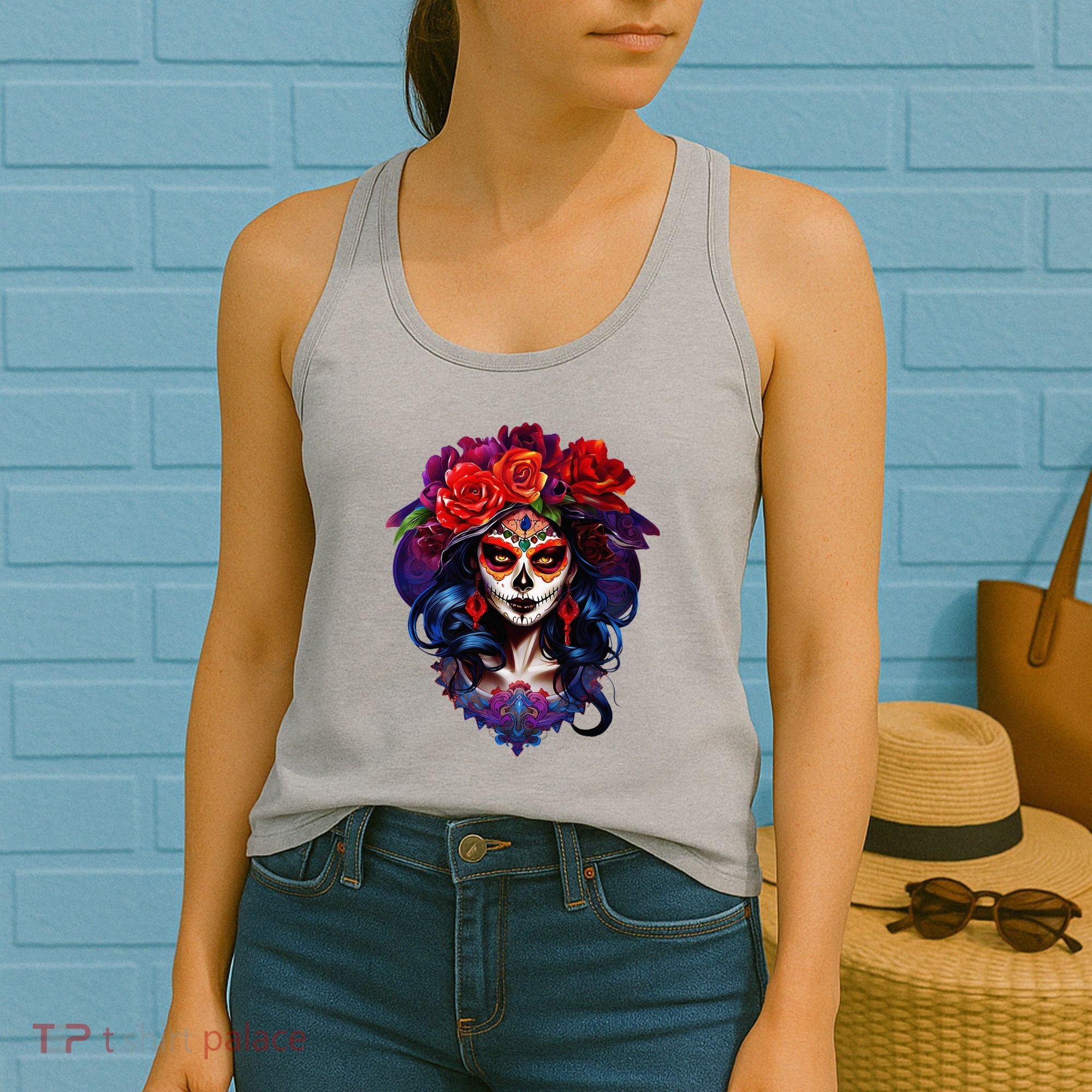 De Los Muertos La Catrina Day Of The Dead Sugar Skull Women's Tank Top