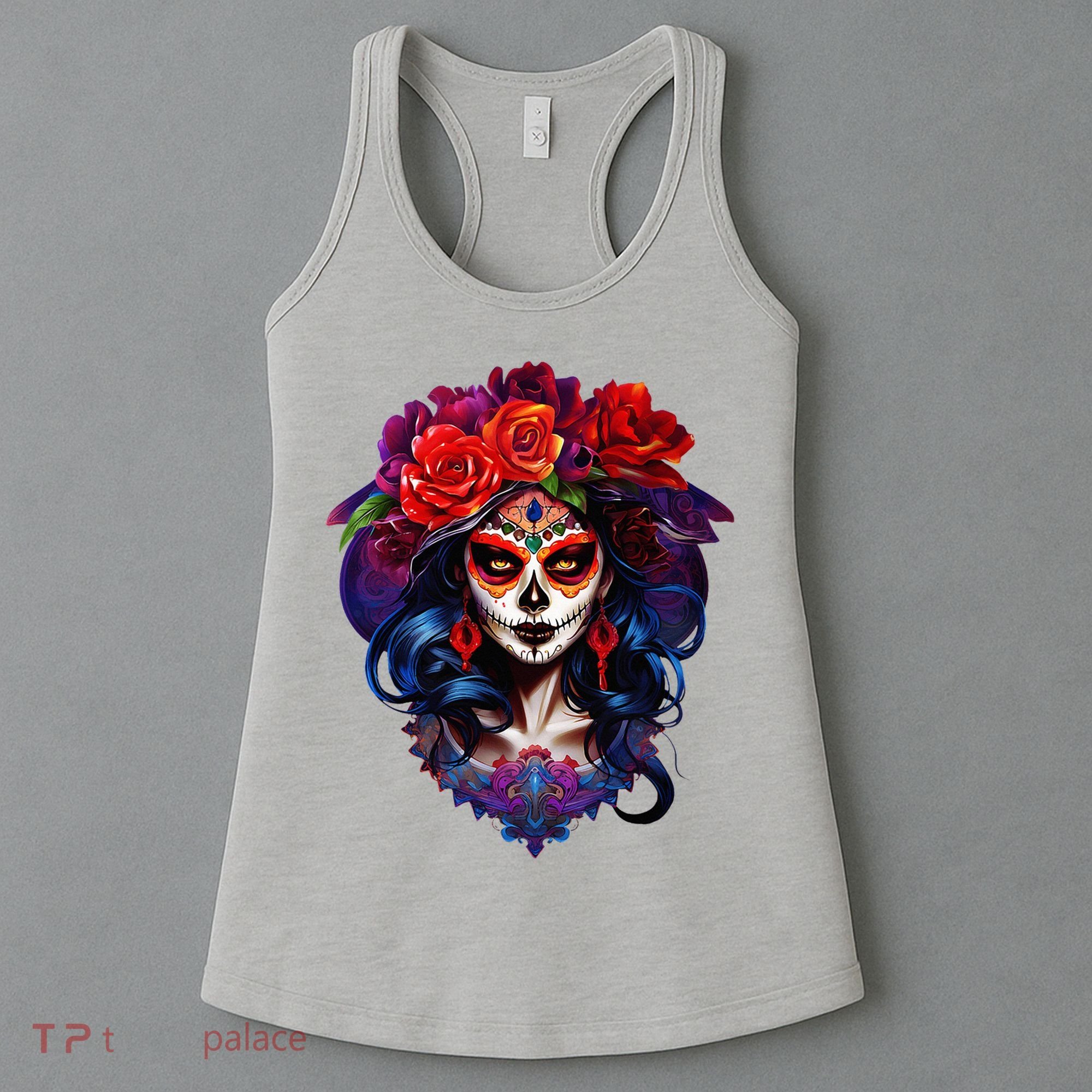 De Los Muertos La Catrina Day Of The Dead Sugar Skull Women's Tank Top