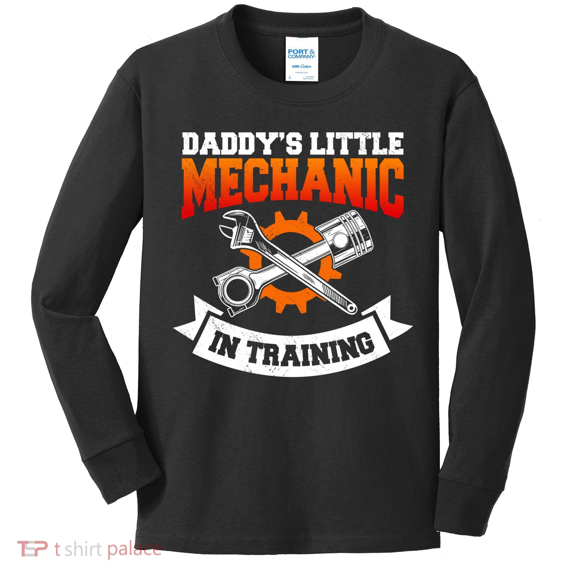 Daddy's Little Mechanic In Training Automotive Technician Cool Gift Kids Long Sleeve Shirt