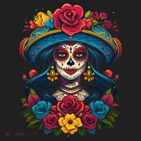 De Los Muertos La Catrina Sugar Skull Day Of The Dead Hat thumb 2