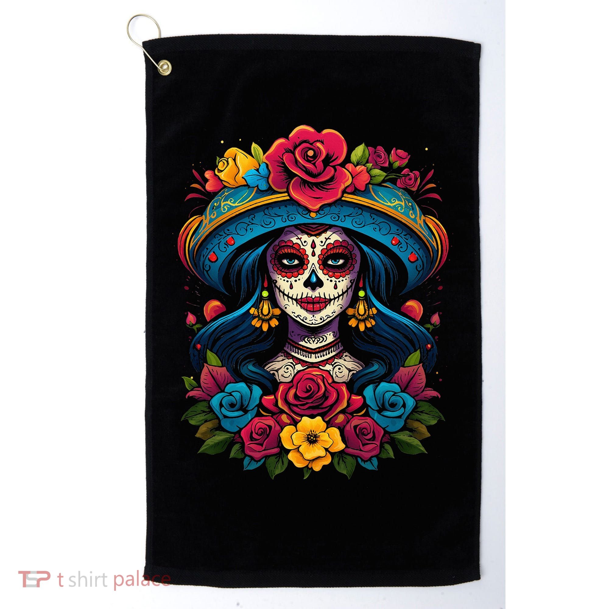 De Los Muertos La Catrina Sugar Skull Day Of The Dead Golf Towel