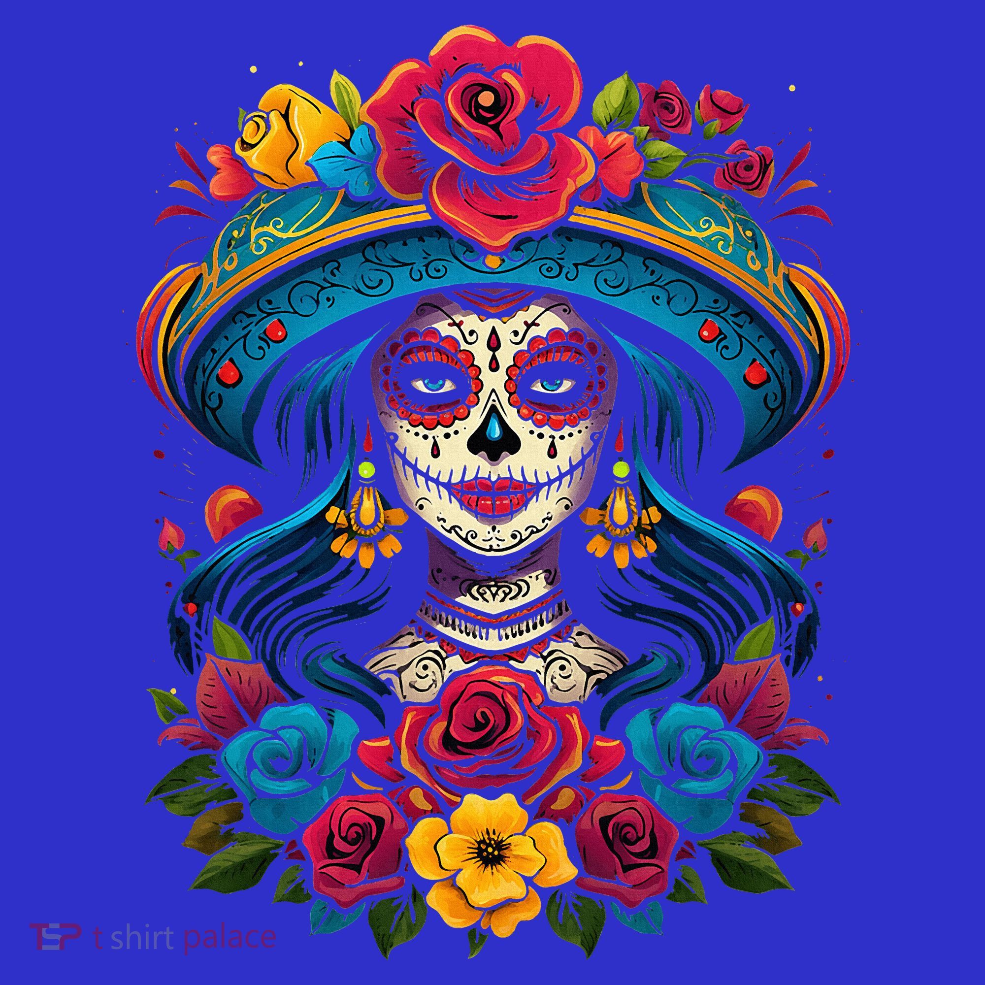 De Los Muertos La Catrina Sugar Skull Day Of The Dead Polo