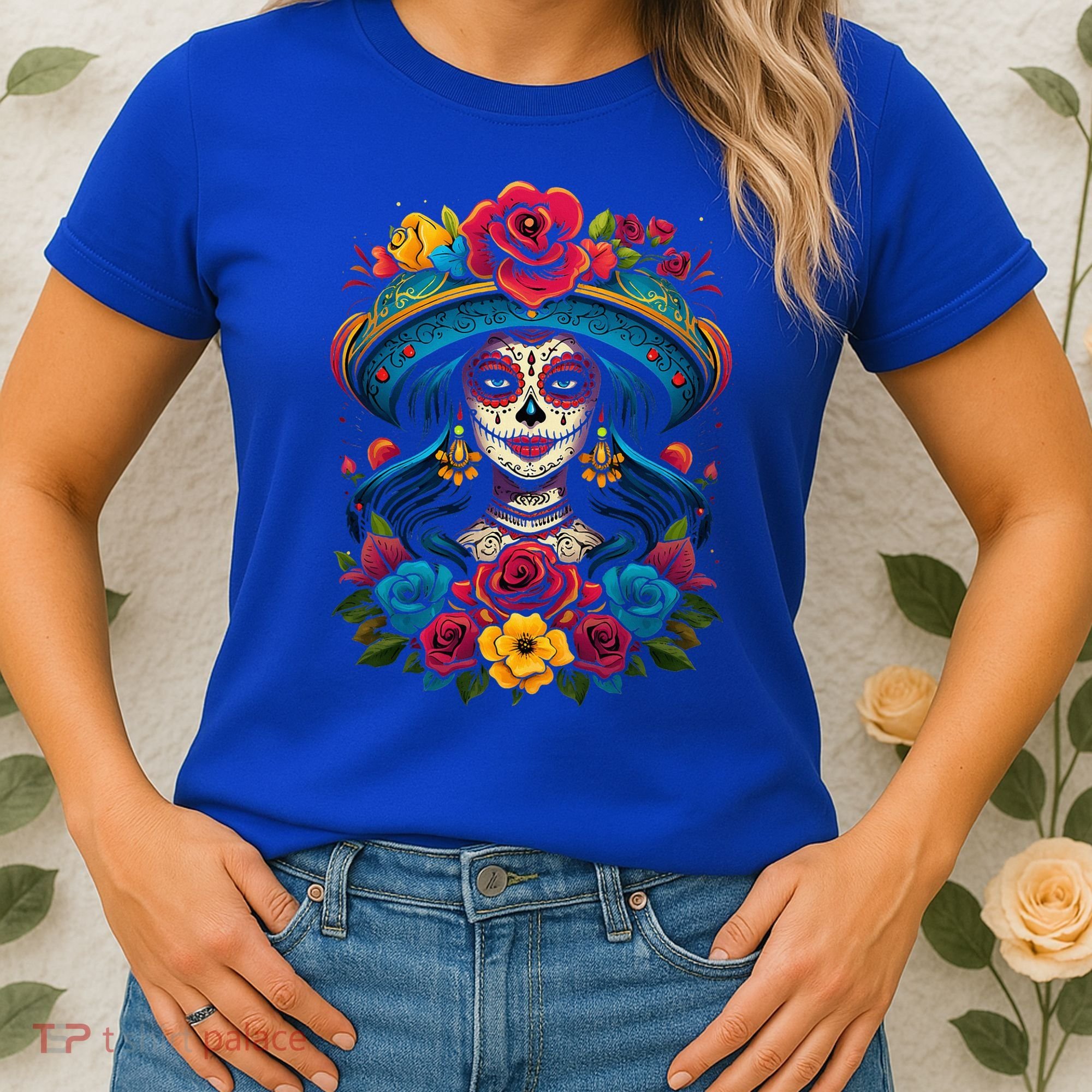 De Los Muertos La Catrina Sugar Skull Day Of The Dead Women's T-Shirt