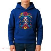 De Los Muertos La Catrina Sugar Skull Day Of The Dead Kids Hoodie thumb 4