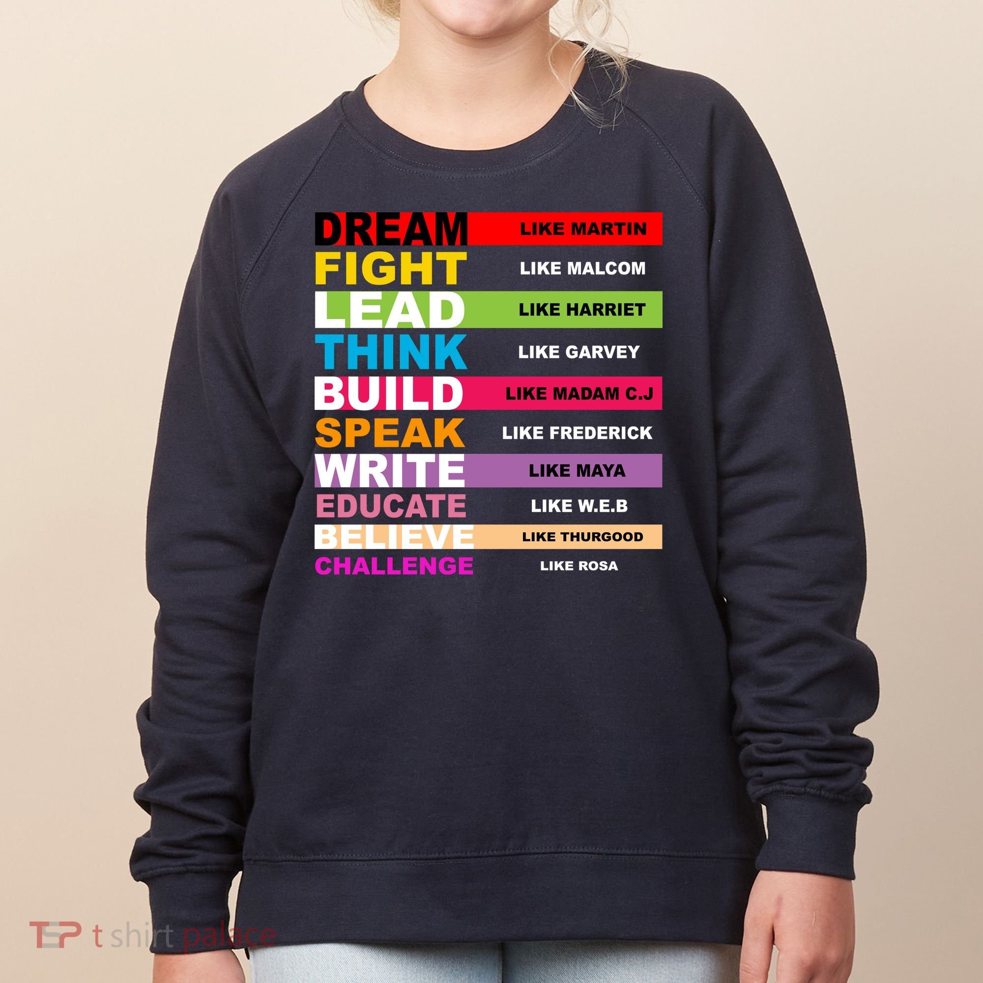 Dream Like Martin Fight Like Malcom Black History Month Women's Sweatshirt