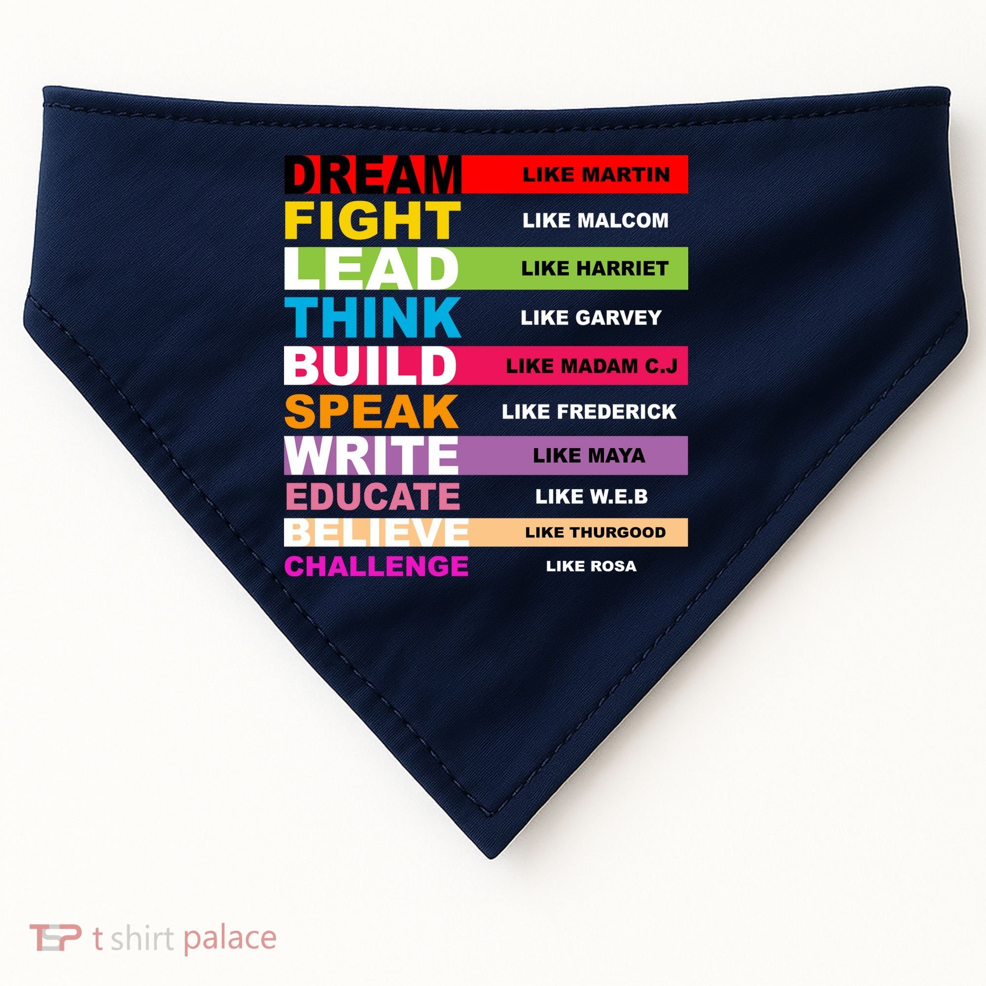 Dream Like Martin Fight Like Malcom Black History Month USA-Made Doggie Bandana