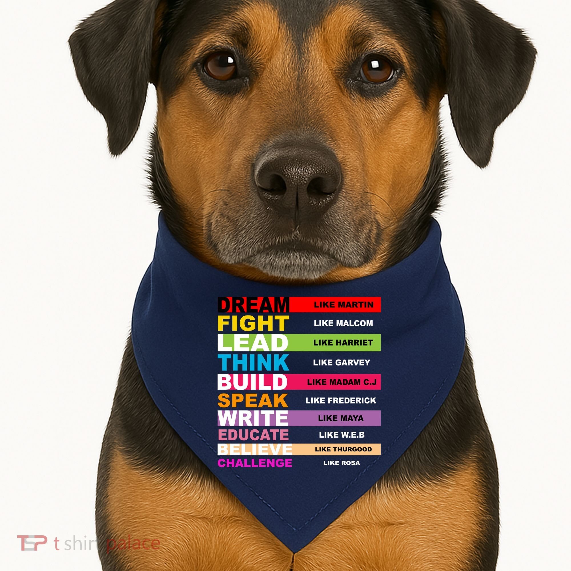Dream Like Martin Fight Like Malcom Black History Month USA-Made Doggie Bandana