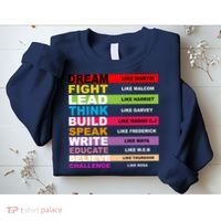 Dream Like Martin Fight Like Malcom Black History Month Sweatshirt thumb 2