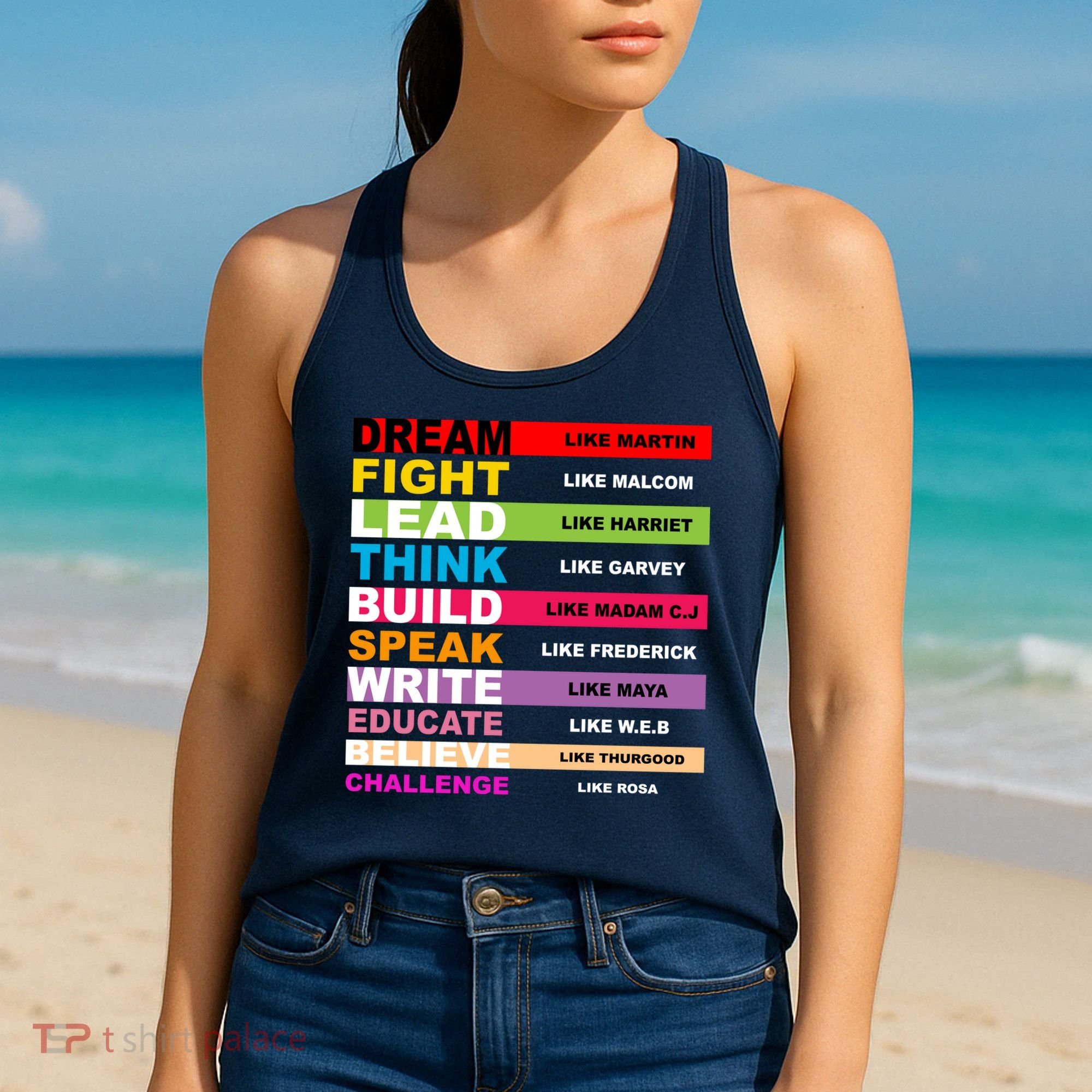 Dream Like Martin Fight Like Malcom Black History Month Women's Tank Top
