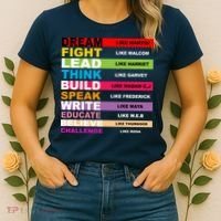 Dream Like Martin Fight Like Malcom Black History Month Women's T-Shirt thumb 2