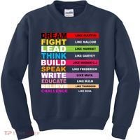 Dream Like Martin Fight Like Malcom Black History Month Kids Sweatshirt thumb 0