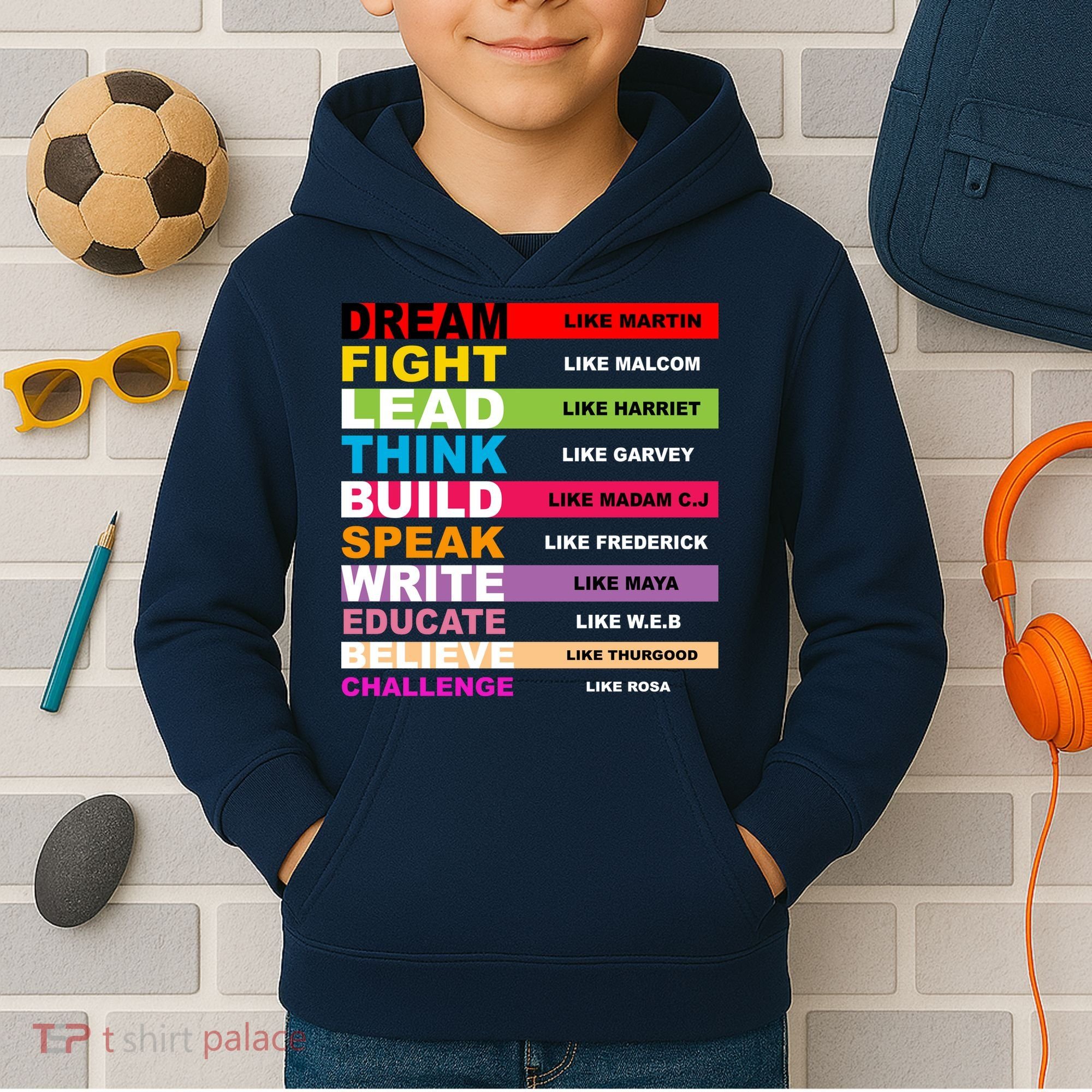 Dream Like Martin Fight Like Malcom Black History Month Kids Hoodie