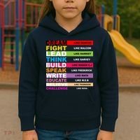 Dream Like Martin Fight Like Malcom Black History Month Kids Hoodie thumb 3