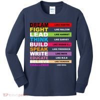 Dream Like Martin Fight Like Malcom Black History Month Kids Long Sleeve Shirt thumb 0