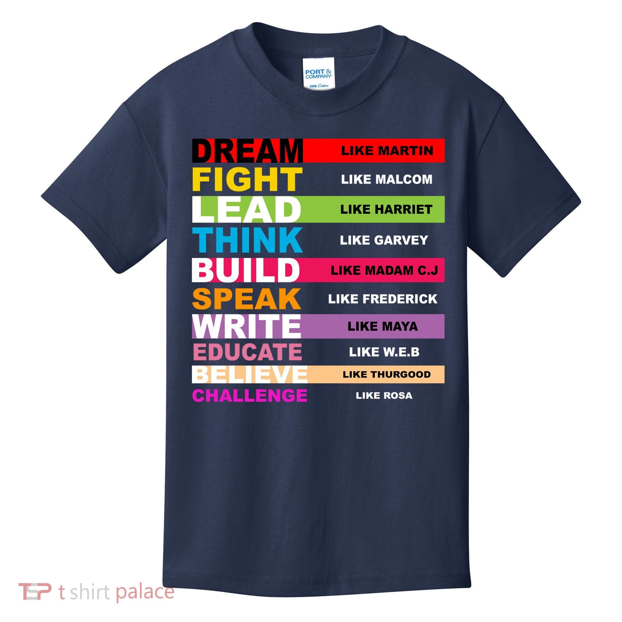 Dream Like Martin Fight Like Malcom Black History Month Kids T-Shirt