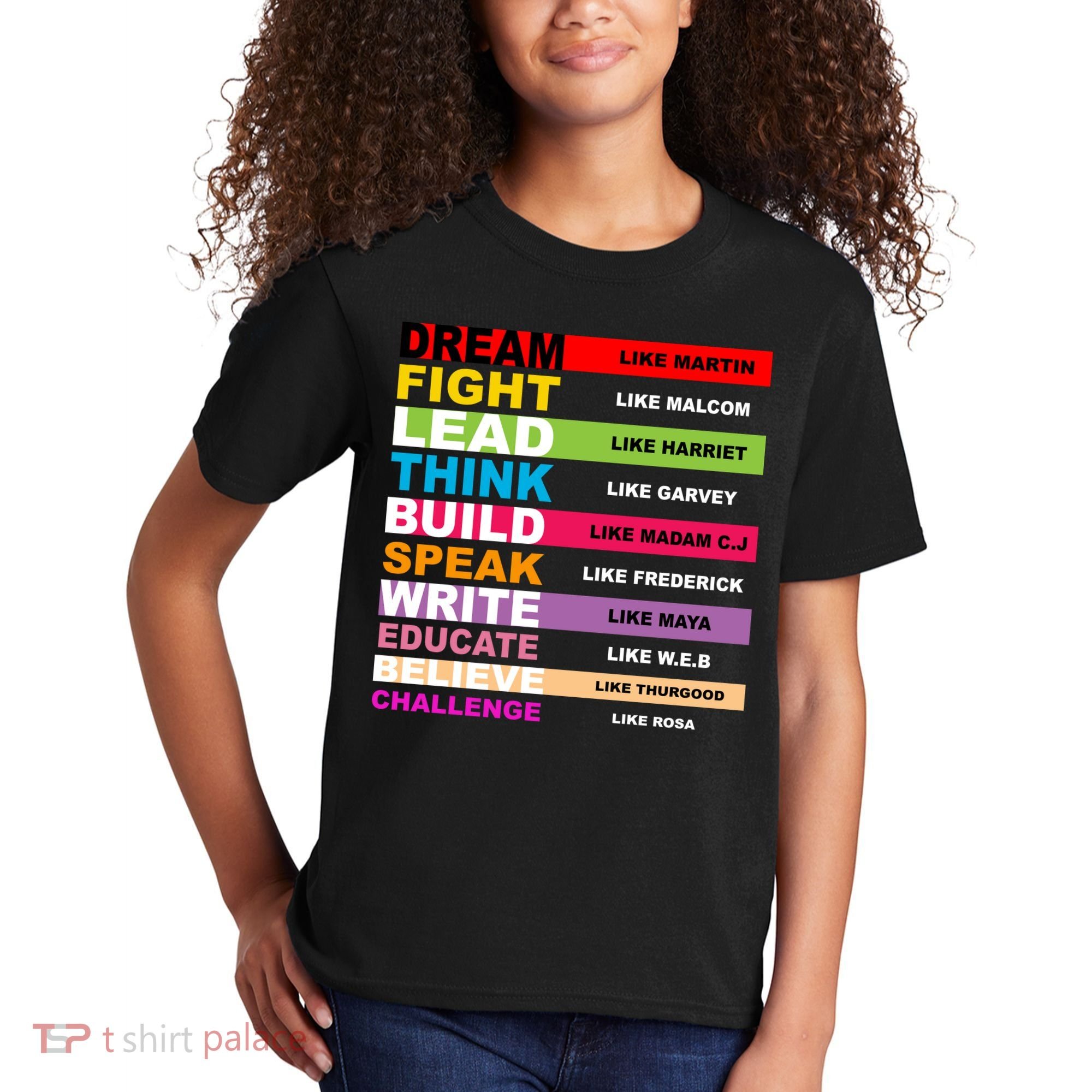 Dream Like Martin Fight Like Malcom Black History Month Kids T-Shirt