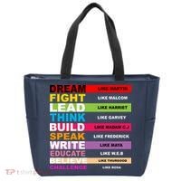 Dream Like Martin Fight Like Malcom Black History Month Tote Bag thumb 0