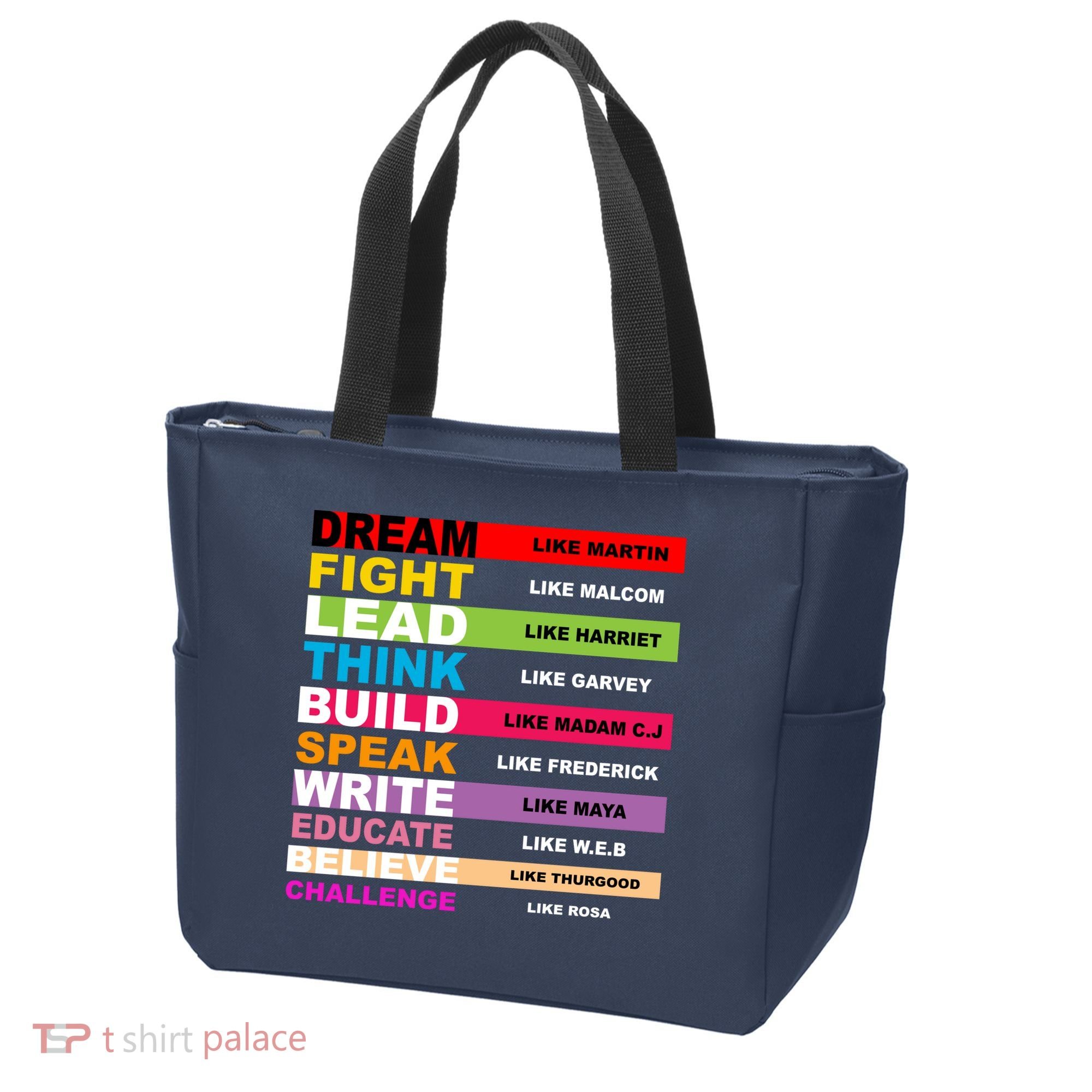 Dream Like Martin Fight Like Malcom Black History Month Tote Bag