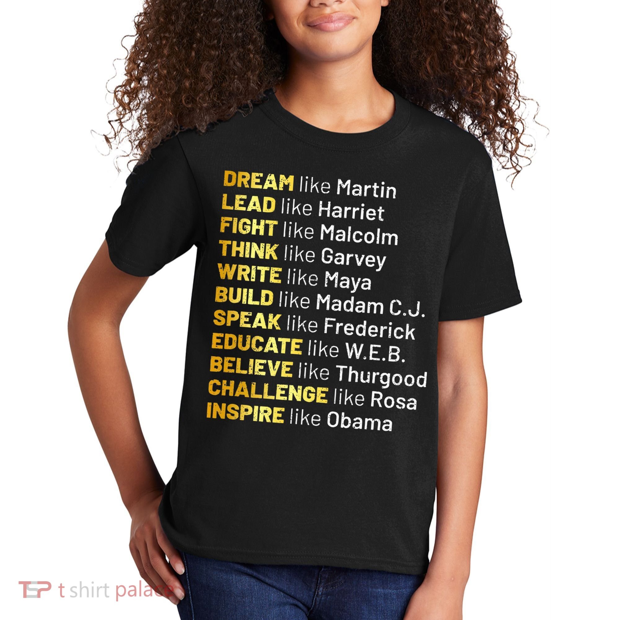 Dream Like Martin Lead Like Harriet Black History Month Kids T-Shirt