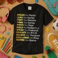 Dream Like Martin Lead Like Harriet Black History Month Kids T-Shirt thumb 3
