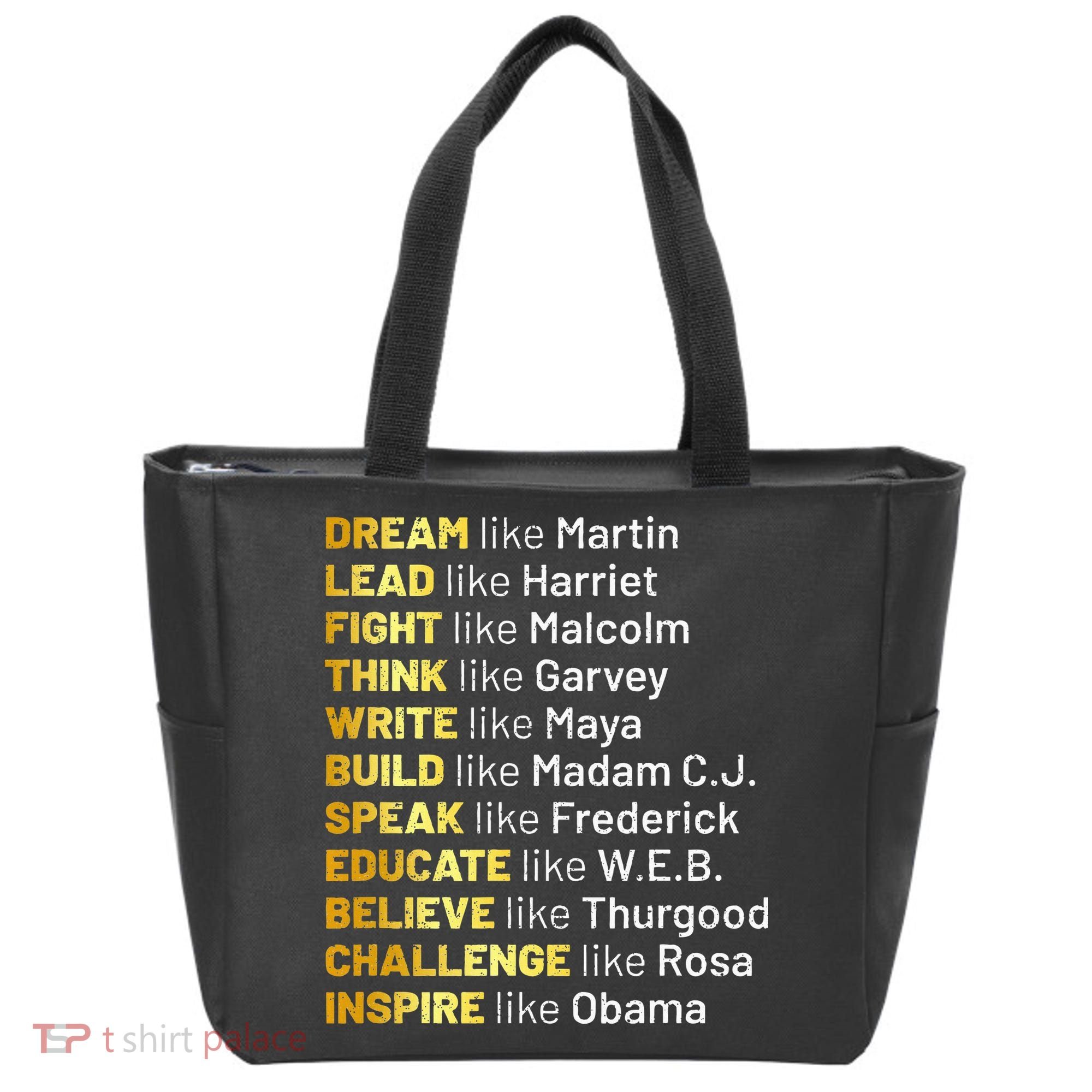 Dream Like Martin Lead Like Harriet Black History Month Tote Bag