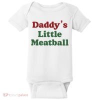 Daddy Little Meatball Italian Funny Daddy Little Meatball Father’s Day Baby Bodysuit thumb 0