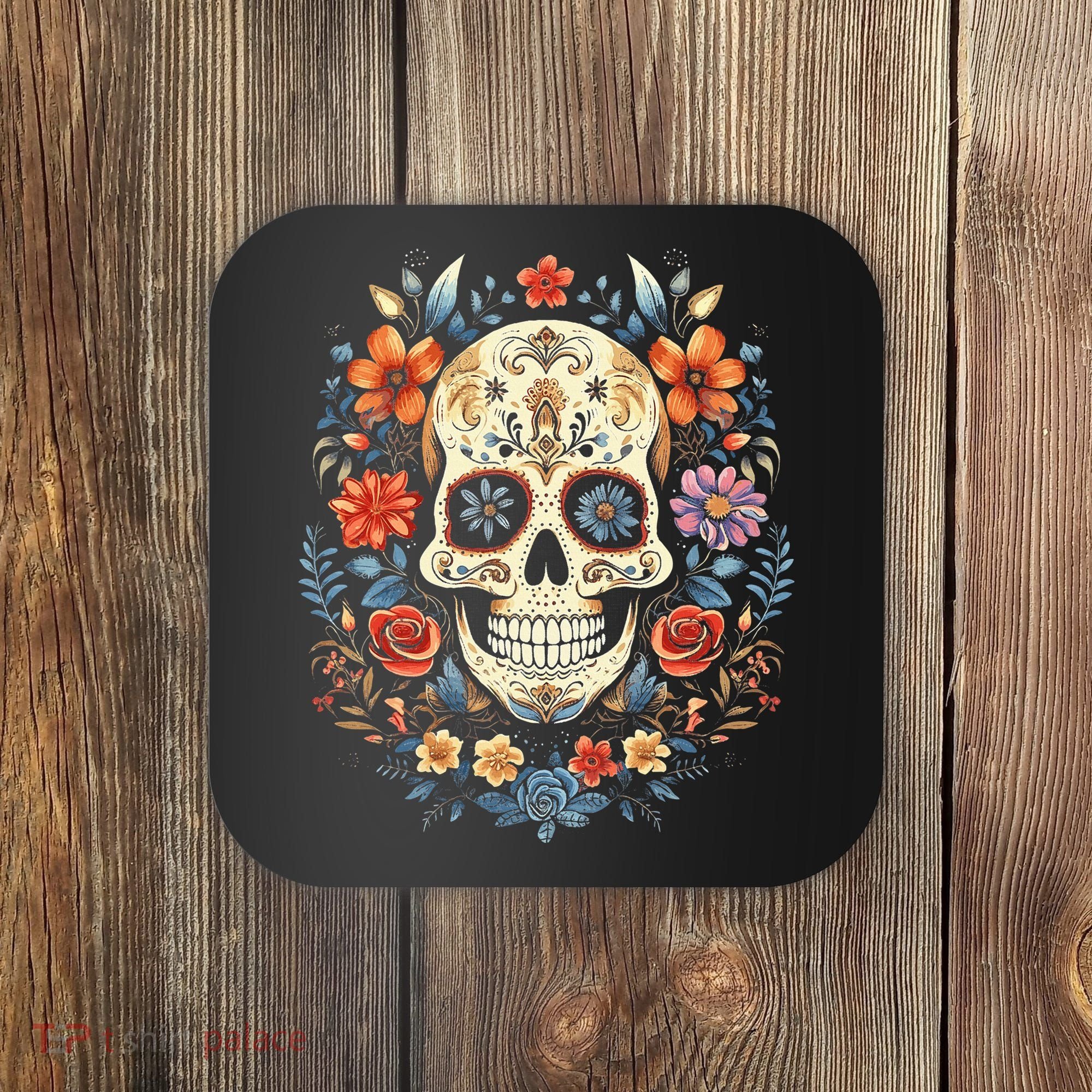De Los Muertos Day of the Dead Sugar Skull Coaster